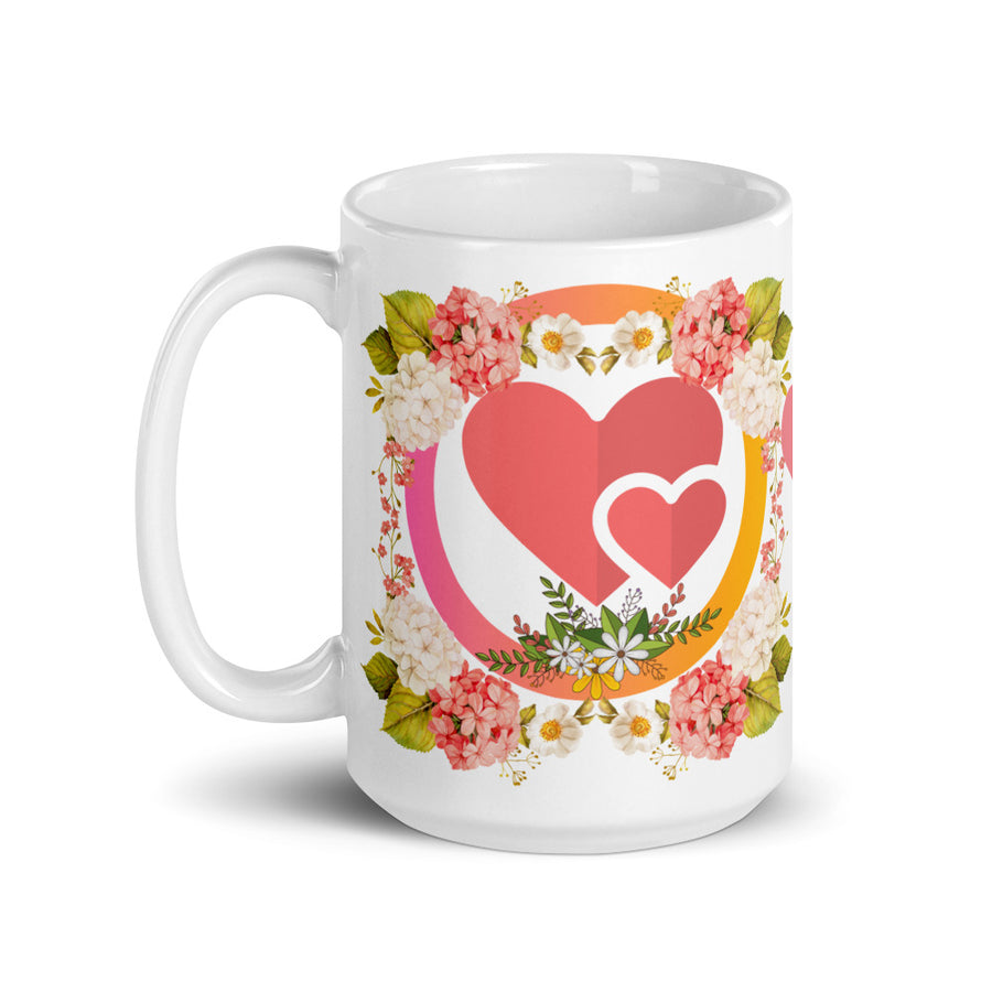 FLORAL LOVE HEARTS - TEA MUG